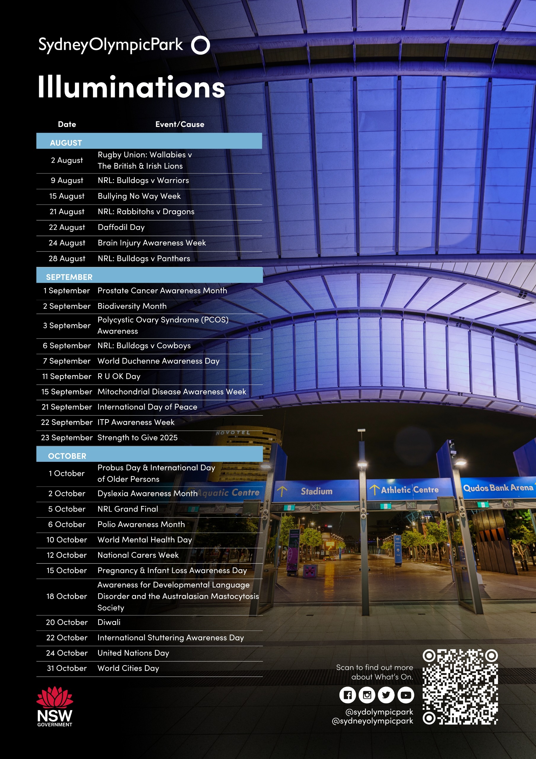 Poster August - October 2025 illumination schedule